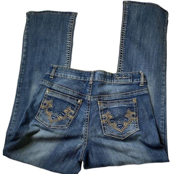 Royal Premium Jeans Women's Size 6 Embroidered Whiskers Bleu Denim - Picture 7 of 11